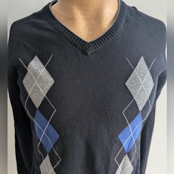 🇬🇧PAUL SMITH Black, Gray and Blue Argyle Sweater - Picture 2 of 14